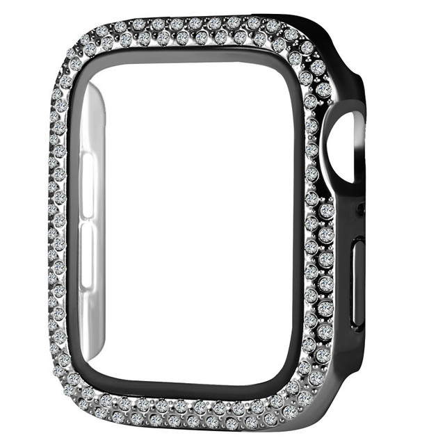 2 in 1 Tempered Glass Screen Protector Bling Watch Protection Case Cover for apple Watch 38/40/42/44mm