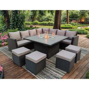 Wicker Woven <strong>Garden</strong> <strong>Furniture</strong> Sofa Set <strong>Rattan</strong> <strong>Furniture</strong> Sofa <strong>Corner</strong> Dining Set <strong>Furniture</strong> with Fire Pit Table - Product Image 4