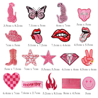 Patchs thermocollants en feutre rose bonbon, motifs papillon souriant, cowboy, rose, pour vente en gros