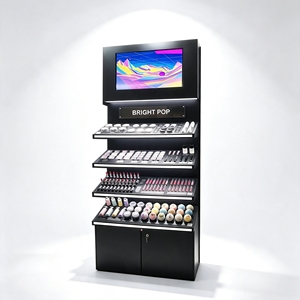 Floor <b>Standing</b> Cosmetic Display Cabinet with Digital <b>Screen</b> LED Light and Lockable Storage Cabinet - Product Image 1