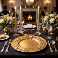Assiettes de présentation dorées Woju Festive de 13 pouces, en plastique électroplaqué, avec bordure en nœud de houx, pour la décoration de table de Noël