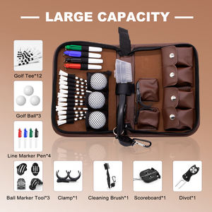 Sac d'accessoires de golf personnalisé en cuir OEM, porte-tee, marqueur de balle et outil de réparation de divots, coffret cadeau de golf - Product Image 5