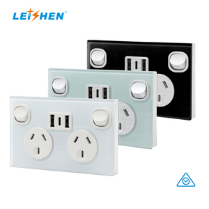 SAA-Zulassung Australiensstandard 240 V 10 A Glasplatte Doppelschalter-Steckdose Doppel-GPO-Stromleitungen mit 3,6 A Typ-C-USB-Ports - Product Image 1