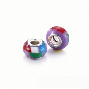 Colorful Glass Modern <b>Large</b> Hole <b>Beads</b> Custom Brand Floral European <b>Beads</b> for DIY Bracelet Jewelry Making Gifts - Product Image 4