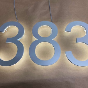 Custom Stainless Steel Metal Outdoor Lighted House Number 3D Door Sign Plate <b>Illuminated</b> Signs House Numbers With Light - Product Image 4