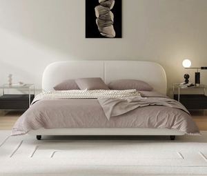 Large White Eco-Friendly Velvet Upholstery Wabi-sabi Style Full Size <b>Oak</b> <b>Frame</b> Bunk Bed Light French Cream-colored WL Model 8456 - Product Image 3