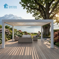 Pergola extérieure en aluminium Sweet Home 12x12 pieds, moderne, avec toit rétractable à lames motorisées, gazebo imperméable, protection UV