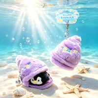 Vente directe usine : Porte-clés peluche coquillage, pendentif animal marin amovible, ornement pour sac à fermeture éclair, souvenir de vacances