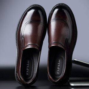 <b>Top</b>-Grain Cowhide Leather Shoes Slip-On Low Heel Men's Casual Commuting <b>Walking</b> Style Shoes - Product Image 3
