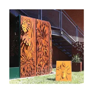 Laser Cut Metal Vouwen Privacy Screen Corten Staal Tuin Schermen Voor Decoratie