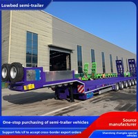 Semi-remorque à plateau bas à six essieux de 60 tonnes pour le transport d'équipements lourds, machinerie éolienne, logistique Chine