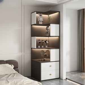 Librerie Angolari Portatili con Ante <span class=keywords><strong>in</strong></span> <span class=keywords><strong>Vetro</strong></span>, <span class=keywords><strong>Mensole</strong></span> Triangolari <span class=keywords><strong>per</strong></span> Camere da Letto e Soggiorni, Eleganti Mobili Angolari <span class=keywords><strong>per</strong></span> Uso Domestico - Product Image 1