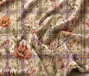 Elegant Plaid Floral Velvet Blackout <b>Window</b> Drapery Panel Art Nouveau Inspired Decorative <b>Curtain</b> for Bedroom Living Room Modern - Product Image 5