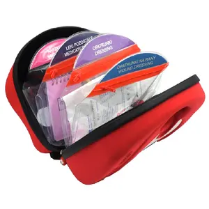 Multifunctional clamshell red medical pvc carrying case bag for home care