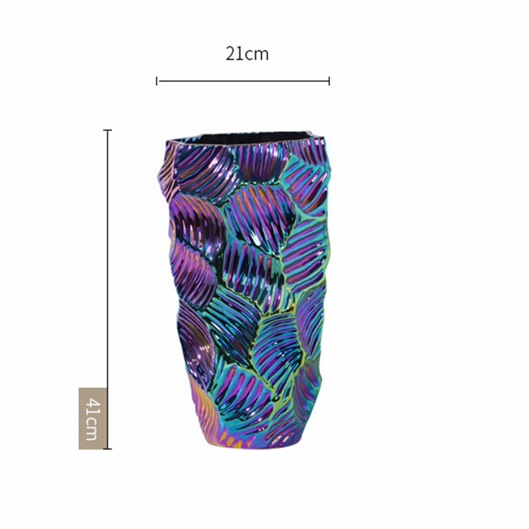 Creative light luxury living room room flower arrangement decoration fish scale dazzle color ceramic vase