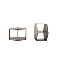 Table basse hexagonale moderne et simple en bois massif de noyer noir d'Amérique du Nord, style luxe léger, pour salon et hôtel