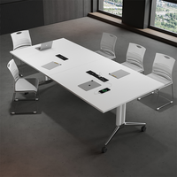 Table de conférence moderne de luxe haut de gamme E0, grande table de bureau, table d'école convertible, extensible, en bois, modulaire, pour salle de réunion