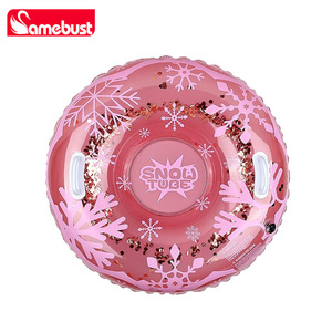 Tube à neige gonflable Samebust 90 cm en PVC épaissi pour enfants, jouet d'hiver pour le glissement sur neige, motif flocon de neige rose à paillettes - Product Image 5