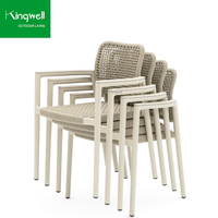 Chaises de salle à manger d'extérieur modernes en corde tressée avec structure en aluminium, résistantes à l'eau, pour villas, jardins, patios, salons et hôtels