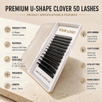 Extensions de cils Premium 5D en forme de U DD BSF, sans cruauté, naturelles, douces, faciles à éventail, faites à la main, 12 rangées, boîte de rangement en valise