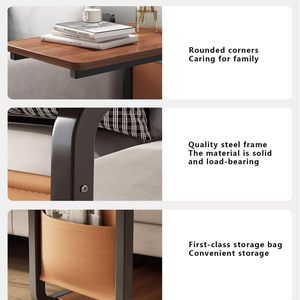 Mesas auxiliares, mesa auxiliar en forma de C con estructura de metal, mesa de centro con ruedas, mesa para ordenador portátil, mesa auxiliar sencilla para aperitivos, mesita de noche - Product Image 4