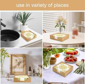 Porte-serviettes en bambou pour table de cuisine et salle de bain, serviettes d'invité, plateau carré pour serviettes de cocktail, OEM disponible - Product Image 6
