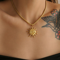 NOUVEAU VINTAGE SOLEIL COLLIER BOUCLES D'OREILLES SET Dazan 2025 Summer HOT 18k Gold Plated Ternish Free Stainless Steel Lover Set Jewelry