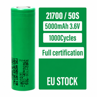 Celdas de Batería Samsung 3.6V 21700 5000mAh, Celda de Batería Recargable de 3.6V para Baterías de Bicicletas Eléctricas