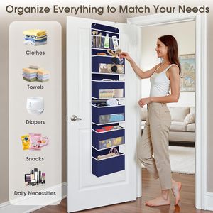 6 Tier Over The Door Organizer Hanging <b>Storage</b> With Clear Window Large Capacity <b>For</b> Bedroom Bathroom Closet <b>Kitchen</b> - Product Image 6