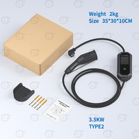 Pistolet de recharge portable Type 2 pour véhicules électriques, norme européenne 16A 3.5kW, chargeur embarqué AC 220V, fabricant