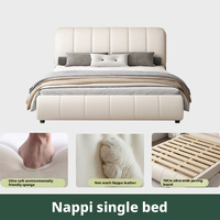 Lit double moderne et minimaliste pour chambre principale, avec rangement compact, cadre en bois, grand lit de luxe léger pour mariage