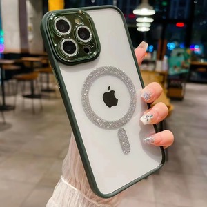 La más nueva carcasa dura de galvanoplastia magnética en polvo flash para iPhone 15 14 13 PROMAX 11 12 PRO, película de lente de cámara, funda de teléfono con Red antipolvo - Product Image 4