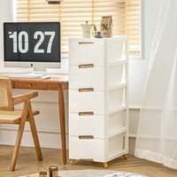 Tiroirs en plastique à 5 niveaux, armoire de rangement pour commode, empilable, multifonction, tour de rangement pour vêtements d'enfants, organisateur de vêtements