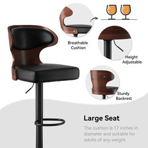 Taburete de Bar Ergonómico Moderno de Doble Color, en Cuero PU, Giratorio, Altura Ajustable, Asiento Grande, para Hotel, Cocina, Barra de Exterior - Product Image 3