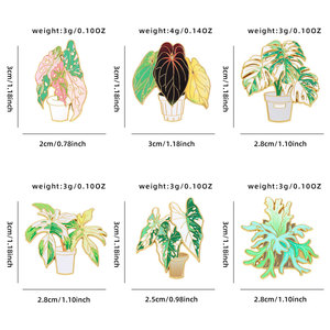 เข็มกลัดเคลือบทองพิมพ์ลาย UV แบบกำหนดเองขายส่ง ดีไซน์ต้นไม้กระถางแบบเขตร้อน ผลิตจากโรงงานโดยตรง รับผลิตแบบ OEM ODM - Product Image 2