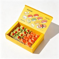 Boîte d'emballage en papier pour sushis avec logo personnalisé, boîte à emporter de qualité alimentaire pour gâteaux de sushis avec logo de marque, boîte en papier facile à assembler