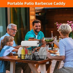 Organizador de Condimentos de Metal de 2 Niveles Oniya, Soporte Multifuncional para Parrilla de Barbacoa con Portarrollos de Papel para Restaurante o Cafetería - Product Image 5