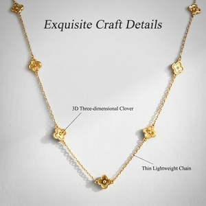 สร้อยคอทองคำ 18K รูปโคลเวอร์ 3 มิติ สำหรับผู้หญิ<span class=keywords><strong>ง</strong></span> พร้อมจี้โคลเ<span class=keywords><strong>ว</strong></span>อร์สี่แฉกประดับดอกไม้ สร้อยคอทองคำ Au750 เครื่อ<span class=keywords><strong>ง</strong></span>ประดับชั้นดี - Product Image 3