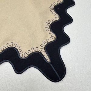 Double Layers Scalloped Embroidered <b>Linen</b> Napkins Cotton Canvas Custom Size Organic Fabric <b>Table</b> <b>Cloth</b> Napkin Placemat Wholesale - Product Image 4