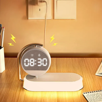 Chargeur sans fil 3 en 1 pour grossistes 2026, réveil, chargeur sans fil, lumière LED, chargeur de téléphone intelligent, lampe de table de bureau