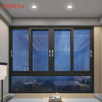 Fenêtre coulissante horizontale à double vitrage avec cadre en alliage d'aluminium personnalisé, résistante aux ouragans, fenêtres en aluminium