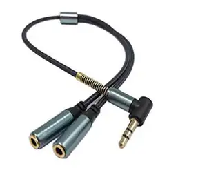 Right Angle 3.5mm Male to 2 Female Jack Headphone Audio Stereo Y Splitter Adapter Cable CABLETOLINK for Tablets, MP3 Players