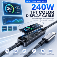 Kabel Tipe C ke Tipe C dengan Layar Digital 240W PD Pengisian Cepat Kabel Data Kecepatan Tinggi untuk Laptop dan Ponsel