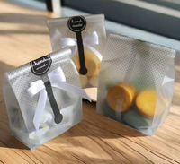 Sac en plastique avec fermeture autocollante pour l'emballage de biscuits et de pain, avec décoration en ruban et nœud, pour les boulangeries, sac de rangement auto-adhésif en PE