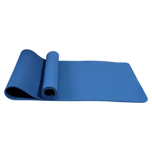 Matras Yoga Ramah Lingkungan Kualitas Tinggi Matras Gym De Yoga 6Mm TPE Travel Ramah Lingkungan Matras Yoga Biru dengan Tas Kanvas