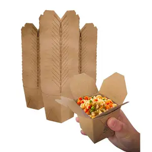 Nudel box, Döner Box Druck, Kebab Box herausnehmen Papier Einweg Custom Logo Mikrowellen geeignete Kraft Brown Snack Box Square Akzeptieren