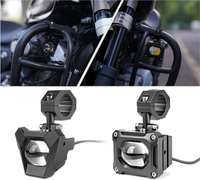 Lumière forte pour moto avec lentille jaune lumière blanche projecteur LED feux de route/feux de croisement phare de conduite auxiliaire avec interrupteur à bouton