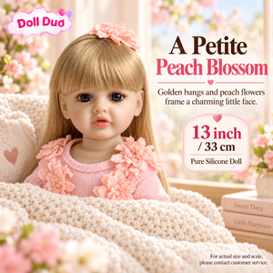 Muñeca Duo Personalizada de Silicona de 13 Pulgadas, Cuerpo Completo, Reborn, Cabello Rubio, Vestido Rosa Floral, Regalo de Navidad Personalizado para Niños - Product Image 1