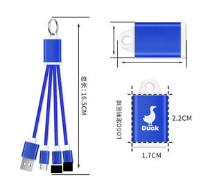 Câble de charge pour téléphone portable avec logo personnalisé, gravure imprimée, durable, <span class=keywords><strong>3</strong></span> en 1, porte-clés, chargeur <span class=keywords><strong>USB</strong></span> pour la promotion - Product Image 2