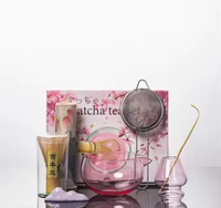 Kit de Matcha en Céramique avec Fouet, Mélangeur OEM, Ensemble de Bol à Matcha en Verre Rose Personnalisé